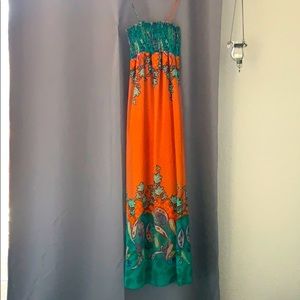 Colorful, spaghetti strapped, summer maxi